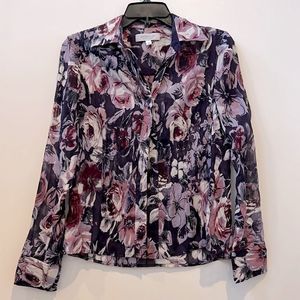 EUC Emanuel Ungaro Sheer Floral Silk Blend Blouse